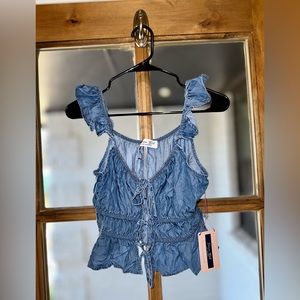 XS denim crop top tank